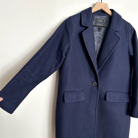 J.Crew Navy Deep Blue Wool Boyfriend Melton Wool Coat - Picture 6 of 14